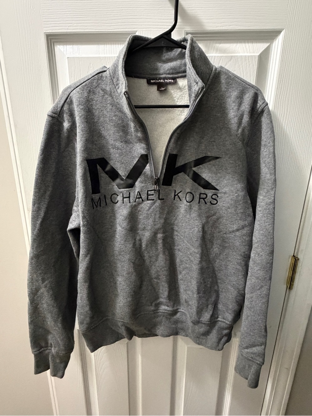Michael Kors Men's Gray Half-Zip MK Logo Pullover Sweater